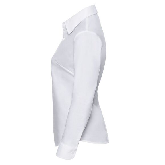 Russell Collection Womens/Ladies Oxford Easy-Care Long-Sleeved Shirt / White - Picture 3 of 3